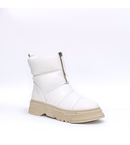 Женские повседневные ботинки из натуральной кожи бежевого цвета/740