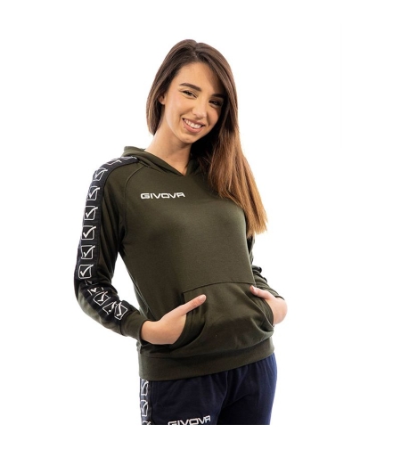 Дамски Суичър GIVOVA Felpa Con Cappuccio Terry Band 0051