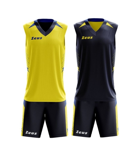 Детски Двулицев Баскетболен Екип ZEUS Reversible Kit Jam Blu/Giallo
