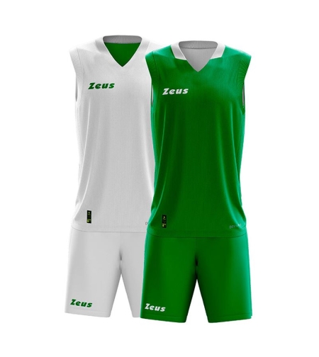 Детски Двулицев Баскетболен Екип ZEUS Kit Doblo Bianco/Verde
