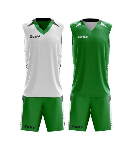 Двулицев Баскетболен Екип ZEUS Reversible Kit Jam Verde/Bianco