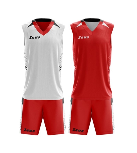 Двулицев  Баскетболен Екип ZEUS Reversible Kit Jam Rosso/Bianco