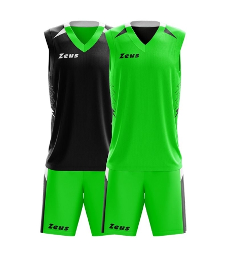 Двулицев Баскетболен Екип ZEUS Reversible Kit Jam Verde fluo/Nero