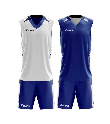Детски Двулицев Баскетболен Екип ZEUS Reversible Kit Jam Royal/Bianco