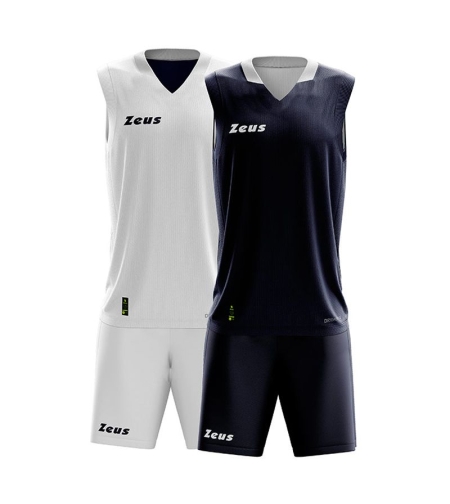 Детски Двулицев Баскетболен Екип ZEUS Kit Doblo Bianco/Blu