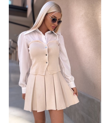 Бежова блуза корсет