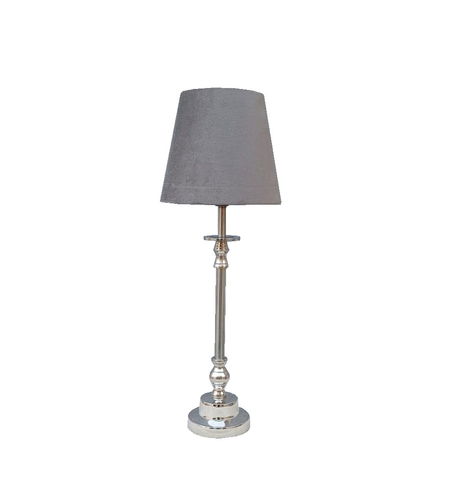 HELGE LAMP TABLE ALUMINIUM VELVET SILVER GREY 11x1