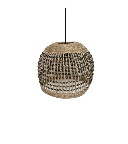 JABBAR LAMP PENDANT SEAGRASS NATURAL BLACK 35x35xH
