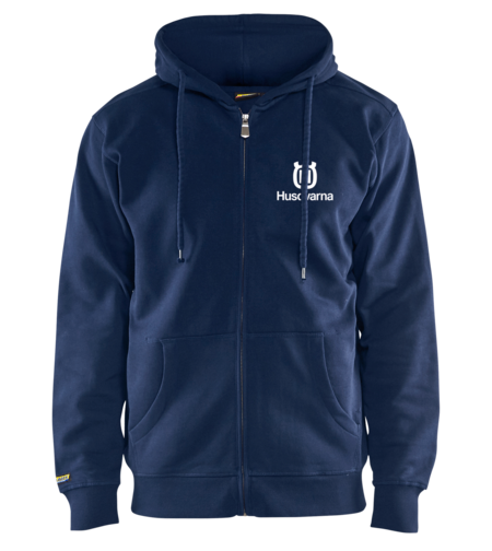 Sweatshirt with hood, full zipped Navy Blue