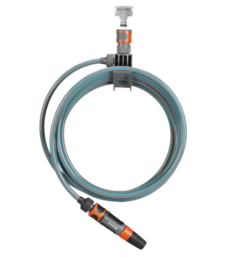 GARDENA Patio spiral hose with cleaning nozzle, 7.5 m, system parts & holder