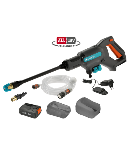 Акумулаторна водоструйка със средно налягане AquaClean 24/18V P4A комплект готов за употреба