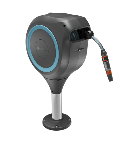 Terrace Hose Box RollUp M, 20 m hose, turquoise, automatic roll-up