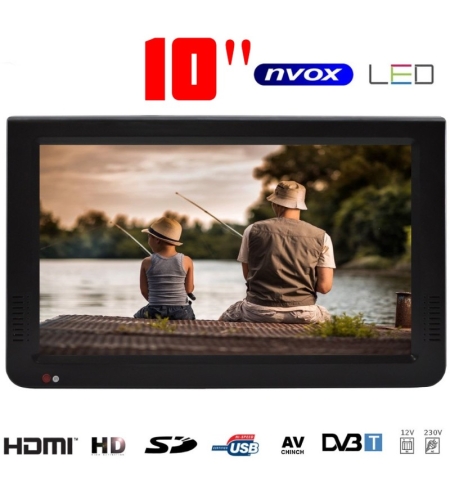 Портативен телевизор NVOX NX-10T, 10 инча, Вградена батерия, DVB-T2, USB