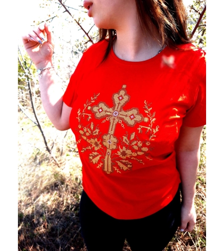 Тениска Кръст с Цветя