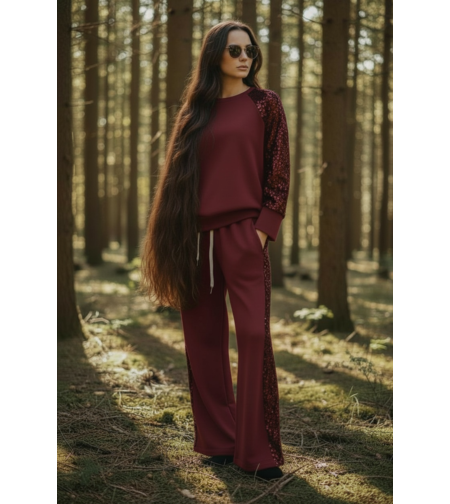 КОМПЛЕКТ с пайети Бордо и черно