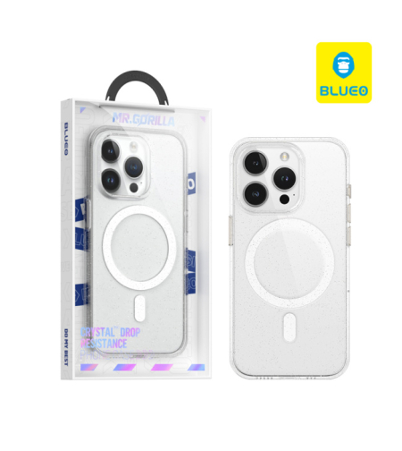 BLUEO Crystal Pro Drop Resistance Phone Case With Magnetic iPhone 15 Pro Max, прозрачен с брокат