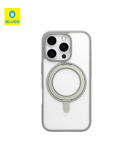 BLUEO Skin Friendly Magnetic Case with 360 Rotatable Stand iPhone 16 Pro, grey