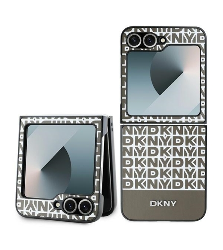 DKNY DKHCZF6PSOSPW Samsung Galaxy Z Flip6 F741 brown Repeat Pattern Bottom Stripe