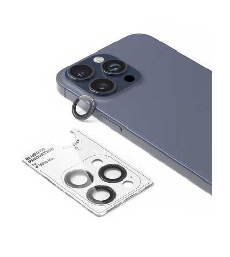 Blueo PVD Stainless Steel Camera Lens Protector for iPhone 15 Pro/15 Pro Max/16 Pro/16 Pro Max, blue