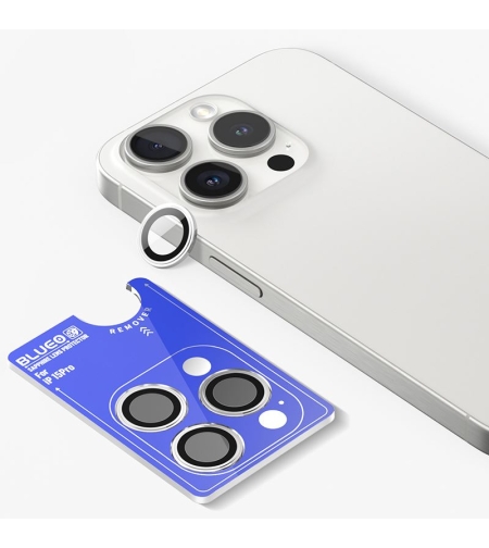 BLUEO SAPPHIRE CRYSTAL ORIGINAL LENS GLASS iPhone 15 Pro/15 Pro Max/16 Pro/16 Pro Max, Silver Titanium