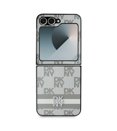 DKNY DKHCZF6PCPTSSE Samsung Galaxy Z Flip6 F741 beige Chequered Pattern Printed Stripes
