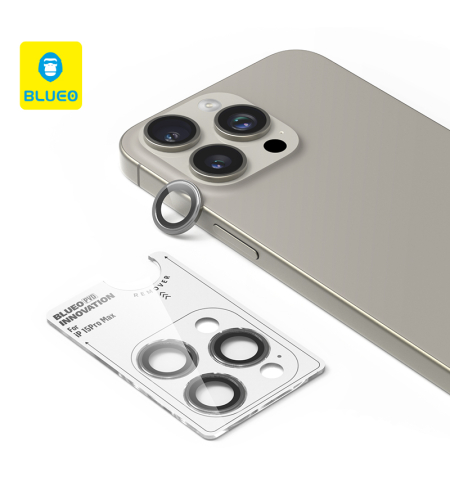 Blueo PVD Stainless Steel Camera Lens Protector for iPhone 15 Pro/15 Pro Max/16 Pro/16 Pro Max, grey