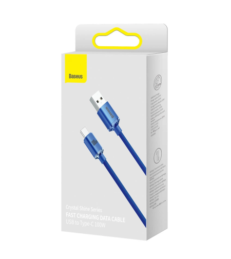 Кабел за данни Baseus crystal shine series fast charging data cable USB Type A to USB Type C 100W 2m blue (CAJY000503)
