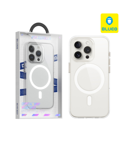 BLUEO Crystal Pro Drop Resistance Phone Case With Magnetic iPhone 15, прозрачен
