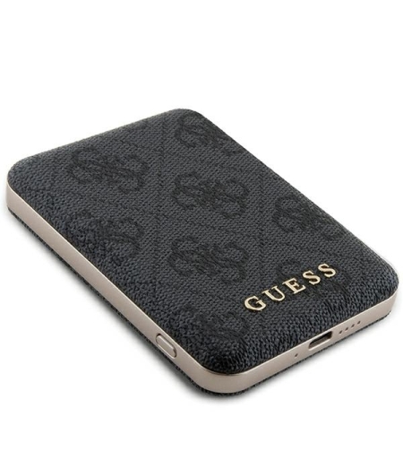 Guess Powerbank MagSafe 15W 5000mAh black 4G Leather Metal Logo MagSafe