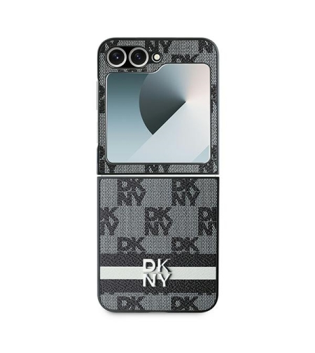 DKNY DKHCZF6PCPTSSK Samsung Galaxy Z Flip6 F741 black Chequered Pattern Printed Stripes