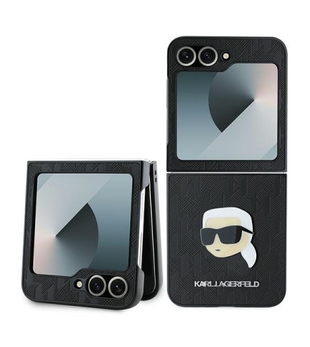 Karl Lagerfeld KLHCZF6PGKSKIHK Samsung Galaxy Z Flip6 black Saffiano Monogram
