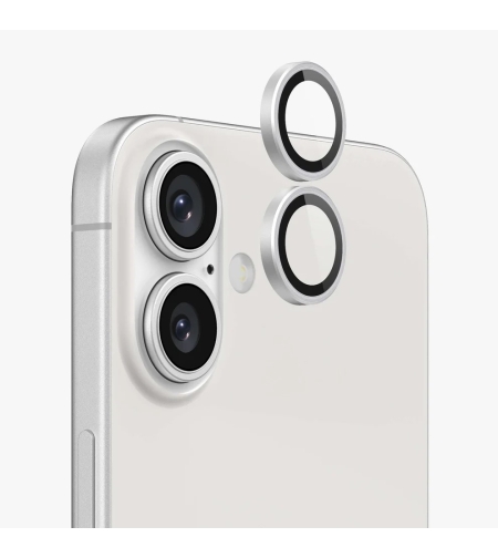 BLUEO Original metal frame lens protector glass iPhone 16/16 Plus, сребрист