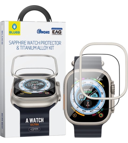 BLUEO SAPPHIRE & TITANIUM ALLOY WATCH GLASS KIT Apple Watch Ultra 1/2, natural titanium