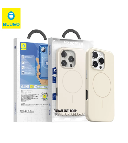 BLUEO Brown Anti-Drop Magnetic Phone Case iPhone 15 Pro, Creamy White