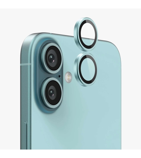 BLUEO Original metal frame lens protector glass iPhone 16/16 Plus, зелен
