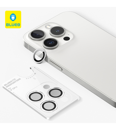 Blueo PVD Stainless Steel Camera Lens Protector for iPhone 15 Pro/15 Pro Max/16 Pro/16 Pro Max, Silver