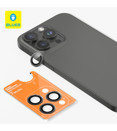 BLUEO Original metal frame lens Protector glass iPhone 15 Pro/15 Pro Max/16 Pro/16 Pro Max, Black Titanium