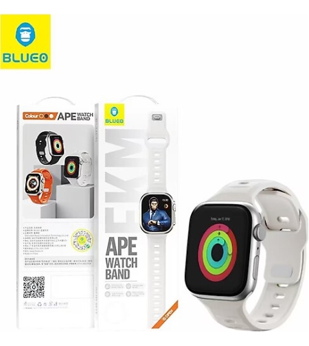 BLUEO Fluoro Rubber Sport Watch Band Apple Watch 42/44/45/46/49mm, Grey