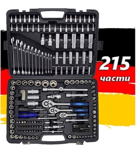 НЕМСКО Гедоре KrafTWelle 215 части + ключове 8-22мм + ЛЕД ФЕНЕР