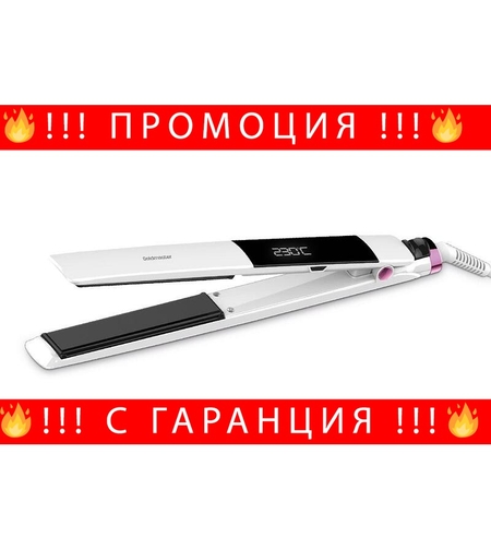 НЕМСКА Диамантена преса за коса, GoldMaster, 65W, Kератинови и турмалинови керамични плочи, 130-230C, сензорен цифров дисплей + ЛЕД ФЕНЕР.