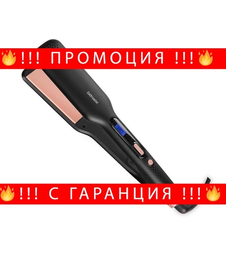 НЕМСКА Турмалинова преса за коса Defne, GoldMaster, 60W, Цифров дисплей, 100-230C, Черна + ЛЕД ФЕНЕР.