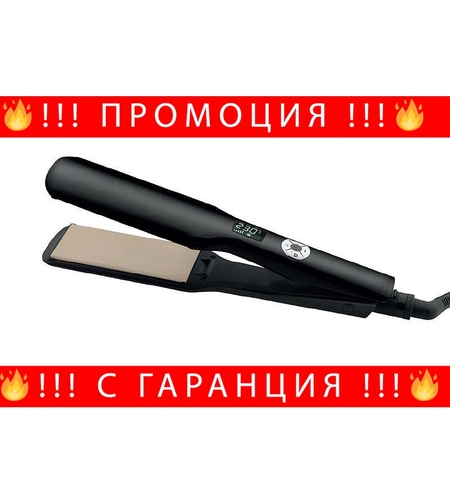 НЕМСКА Елегантна преса за коса Melisa, GoldMaster, Турмалинови плочи, 230C, Загрява бързо, Черна + ЛЕД ФЕНЕР