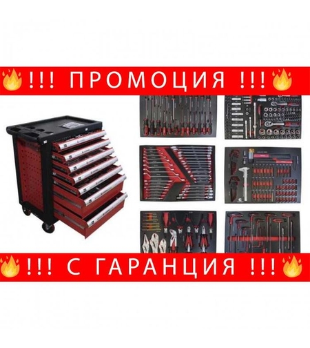 НЕМСКИ Шкаф С Инструменти EVERFORCE Със 7 Чекмеджета;6 Пълни+ЛЕД ФЕНЕР