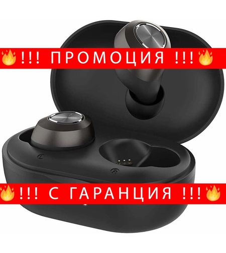 НЕМСКИ Слушалки безжични с микрофон Lenovo - HT10, TWS, черни + ЛЕД ФЕНЕР