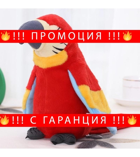 НЕМСКИ Пеещ Повтарящ Папагал Арчи + ЛЕД ФЕНЕР