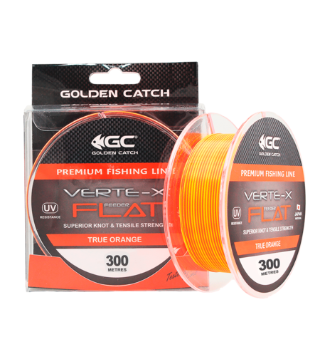 Golden Catch Nylon Line Verte-X Flat 300m True Orange 0.331mm