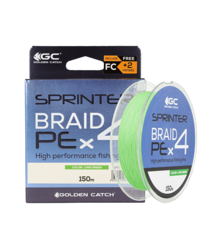 Golden Catch Braided Line Sprinter PE X4 150m Lime Green #2.5