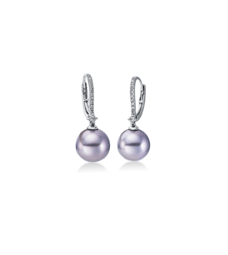 0.16 ct Pearl and diamond earrings
