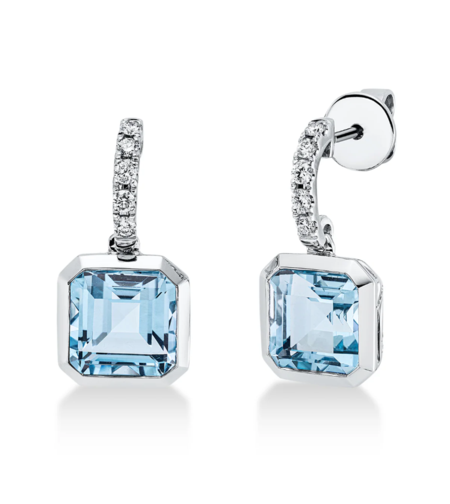 7.02 ct White gold earrings with topaz and diamonds