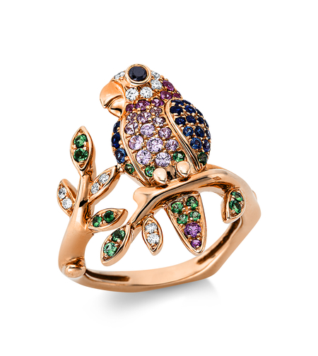 0.98 к Пръстен с диаманти и цветни сапфири